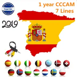 2019 Европа 7 линии Cccam Клайн 1 год Испания/Германия для V8 супер V7 HD V7S DVB-S2 спутниковый приемник cccam 7 линии приемник