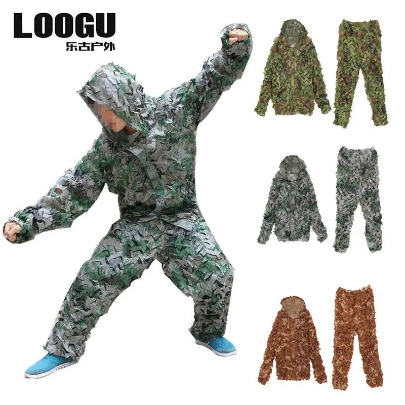 

Unisex CS 3d Camouflage Suits Set hunting camouflage suit leaf ghillie Suit Realtree Sniper Hunting Clothes