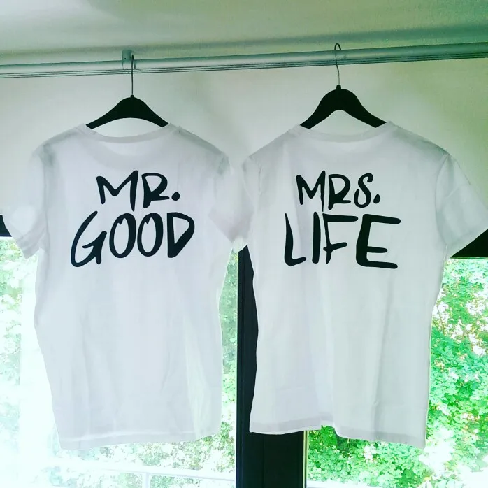 BKLD mr. good mrs. life Printed T Shirt Men Women Tops Couple Clothes Summer 2017 Short Sleeve O-neck T Shirts For Lovers S-3XL