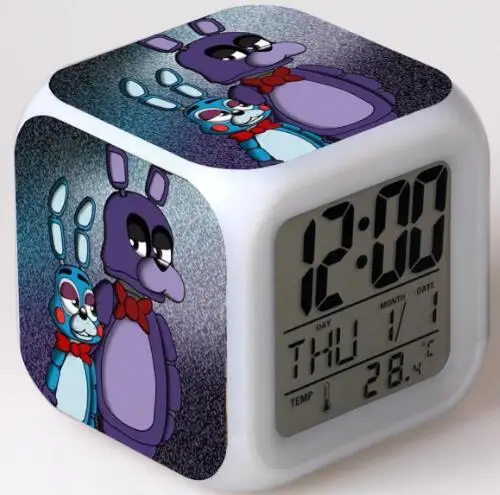Five Nights At Freddy's 7 цветов светодиодный Будильник FNAF Bonnie Foxy Freddy Fazbear часы с дизайном «Медведь» ночные световые часы игрушки - Цвет: 19