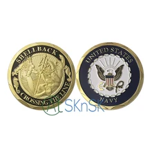 U.S. Navy Shellback Military Challenge Coins Crossing The Line Mariners Sailors Eagle Commemorative Coin Armed Force Collection crossing the date line