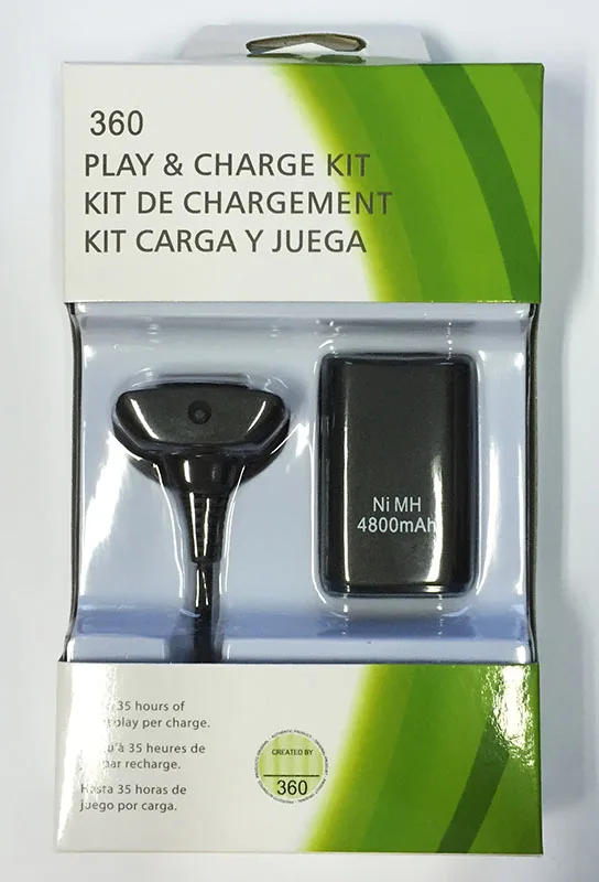 Original box Batteries 1 Usb Cable For Xbox 360 battery Controller
