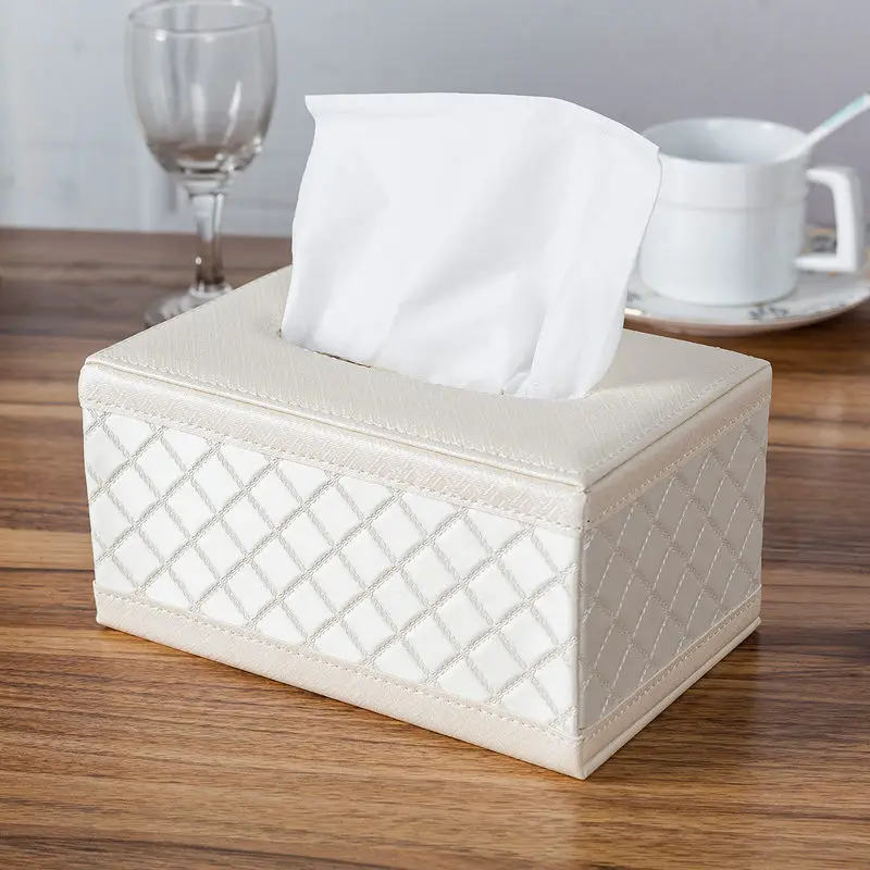 European Creative PU Leather Tissue Box Napkin Holder Pattern Paper Towel House Hold Home Decoration Napkin Holder Box LZM024 - Цвет: Style A