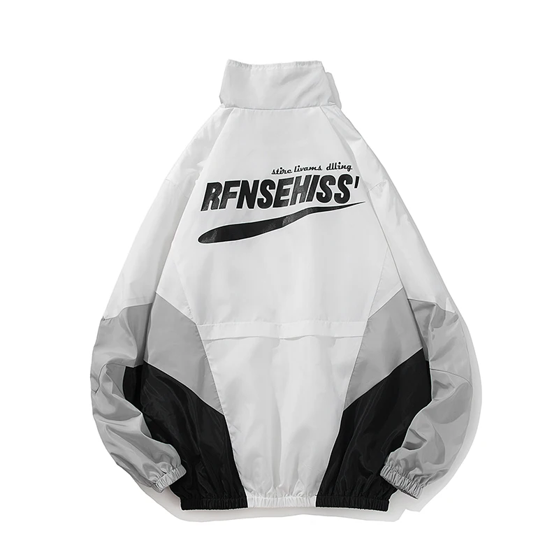 Japan Harajuku Color Block Jacket Windbreaker Oversized Mens Hip Hop Jacket Streetwear Autumn Fashion Track Jackets Coats