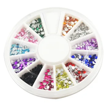 

2mm nail art supplies multi color non hotfix rhinestone for nails, falt back crystal rhinestone nails art DIY 300 PCS around