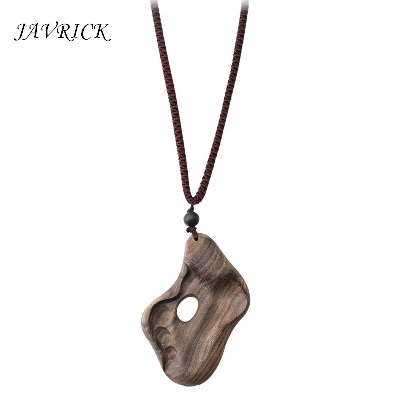 

Handmade Natural Sandalwood Pendant Necklace Long Sweater Chain Fashion Jewelry