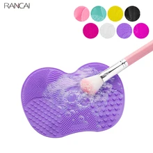Rancai placa de silicone para limpeza de pincéis, plataforma de silicone para limpeza de cosméticos, pincéis de gel, base, limpador de escovas