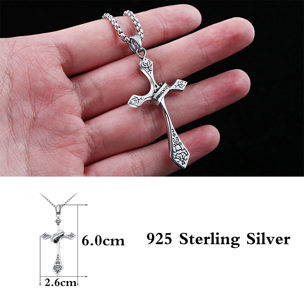 Metjakt классический Иисус крест кулон Твердые стерлингового серебра 925 унисекс для Винтаж Jewelry(просто подвеска