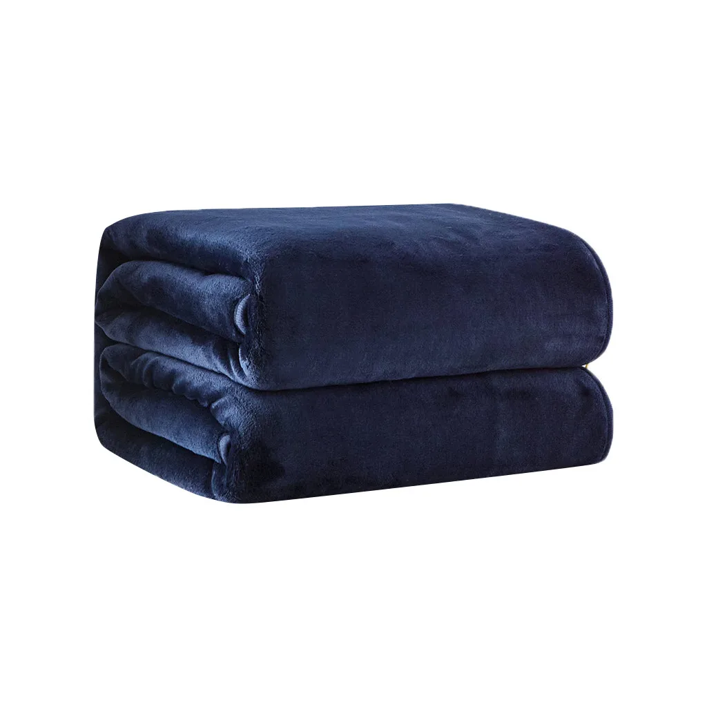 Полиэстер толстый плюш микрофибра кидает однотонное одеяло воздух/диван/постельные принадлежности мягкие зимние Простынь 180X200 см 42 - Цвет: Темно-синий