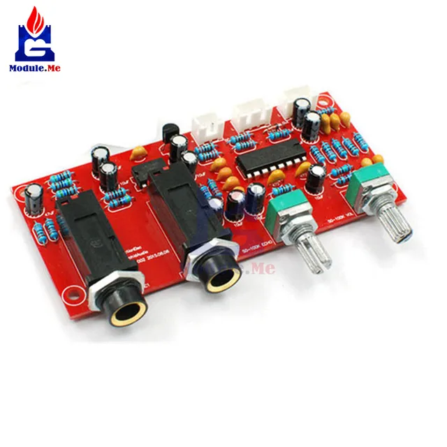 Best Price PT2399 Digital Microphone Amplifier Board Karaoke Plate Reverb Preamplifier Reverberator Suite Components NE5532 DC 12V-24V