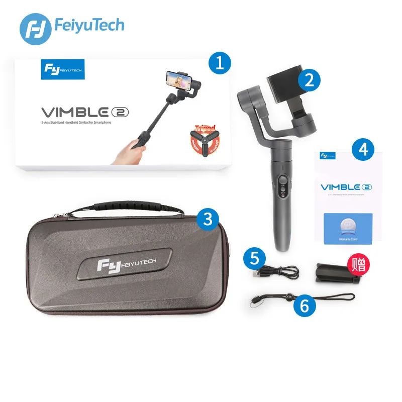 FeiyuTech Vimble 2 Feiyu 3-Axis Handheld Smartphone Gimbal Stabilizer with 183mm Pole Tripod for iP