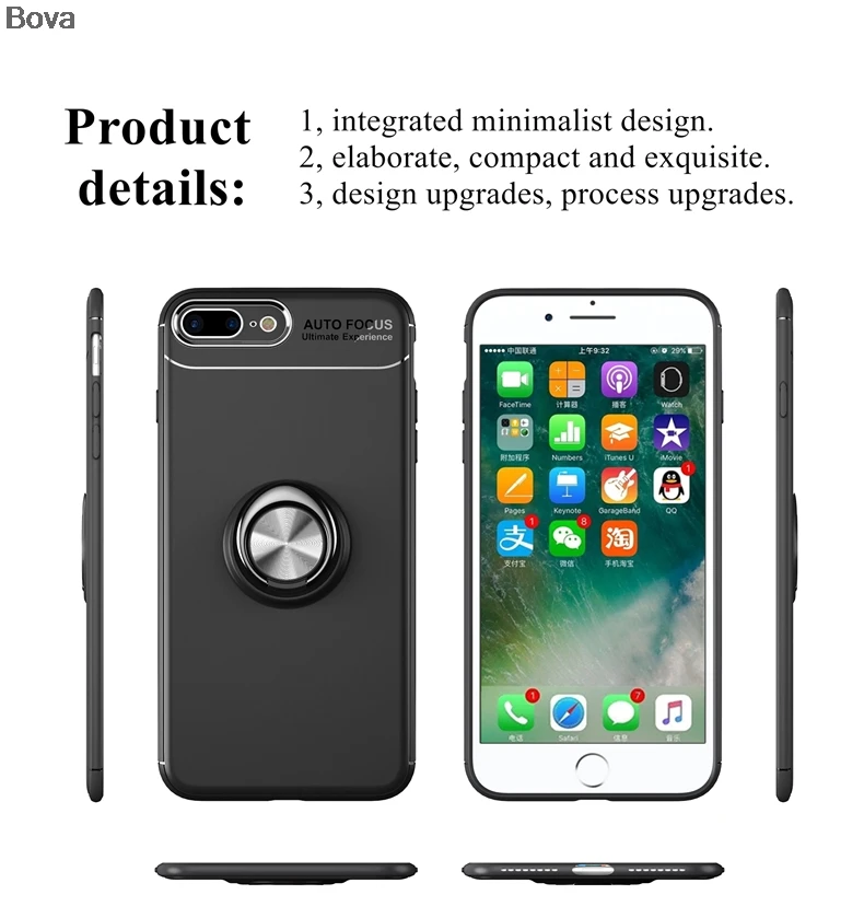 ТПУ силиконовый чехол для iPhone 7 8 с подставкой Чехол кольцом пальца Plus