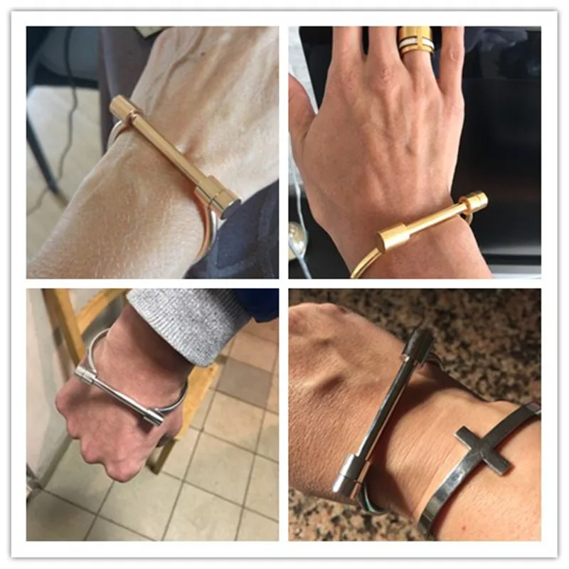 Fashion Luxury Famous Brand Jewelry Love Screw Cuff Bracelet for Women Gold Color Stainless Steel Bracelets & Bangles bangle bracelet stainless steel bracelet