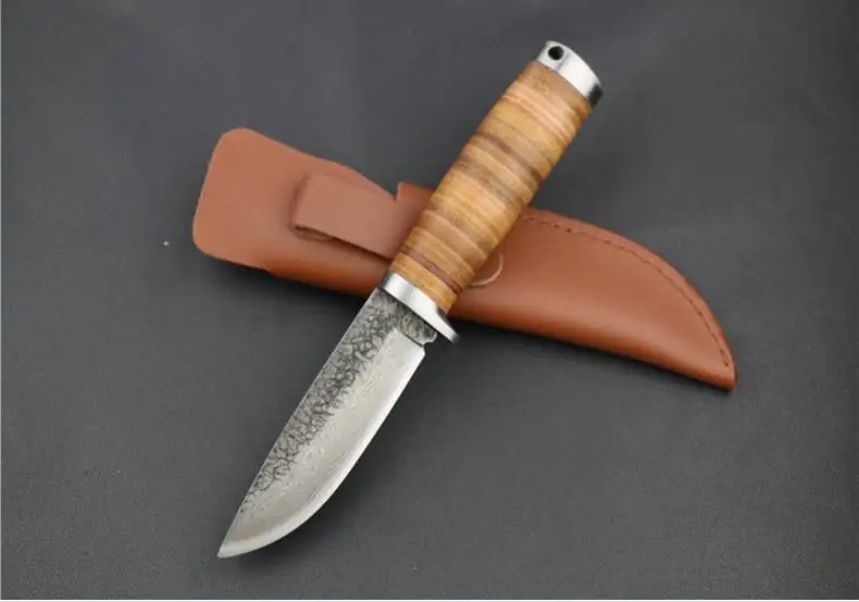 High carbon fixed Manual Knife blade wood handle black tactical hunting knife outdoors camping survive knives& leather sheath