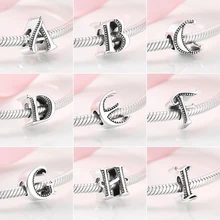 Новые 925 пробы серебряные Модные Изящные бусины с буквами алфавита А до Я подходят для шармов Pandora 925 Браслеты DIY ювелирные изделия