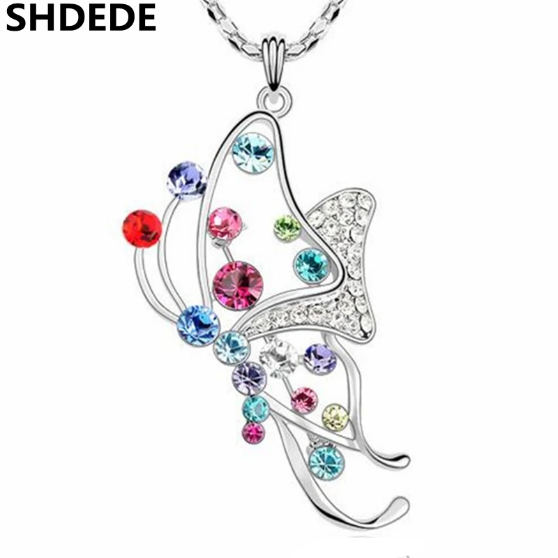 

SHDEDE Long Sweater Chain Necklace Pendant For Women Charm Designer Jewelry Crystal from Swarovski Trendy Accessories -4005