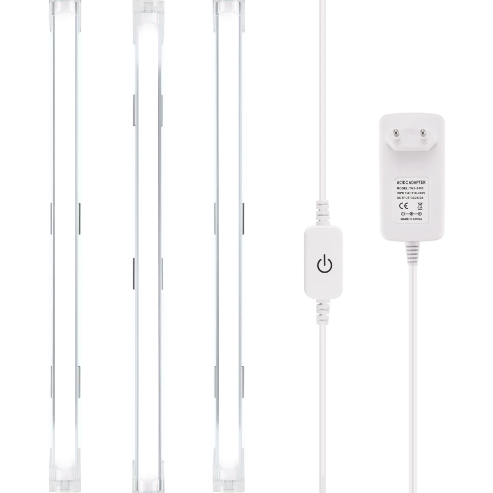 30cm cold EU LED Under Cabinet Kitchen Closet Light Lamp 24v LED Strip Bar Lamp Mirror Study Desk Lights Desktop Wall Lighting - Цвет: 30cm cold EU