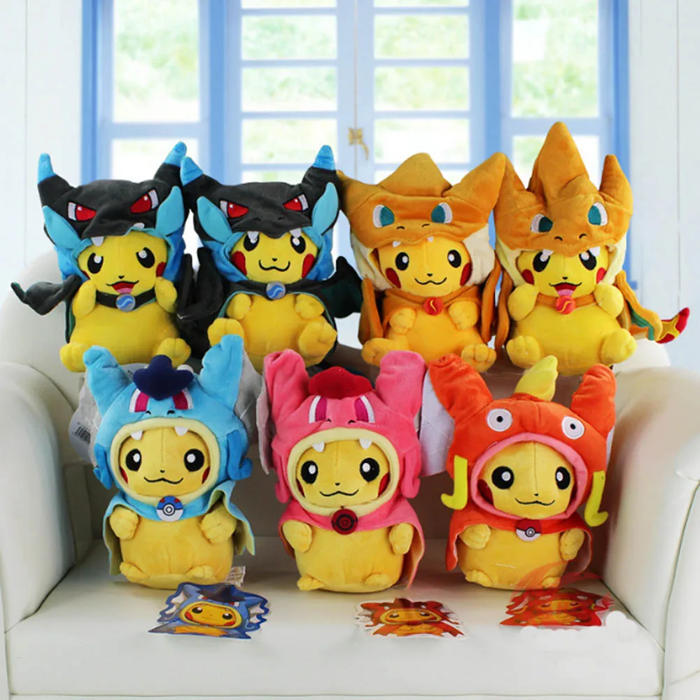 EMS 100/лот Пикачу 20-25 см Косплей X Charizard Magikarp Brinquedo плюшевые модные мягкие куклы животных - Цвет: 4 Styles Mix Up