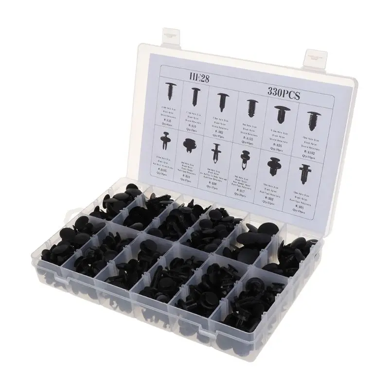 

12 Kinds 330PCS Universal Mixed Car Fastener Auto Roof Fender Bumper Nylon Rivets Retainer Clips with Removal Repair Tools