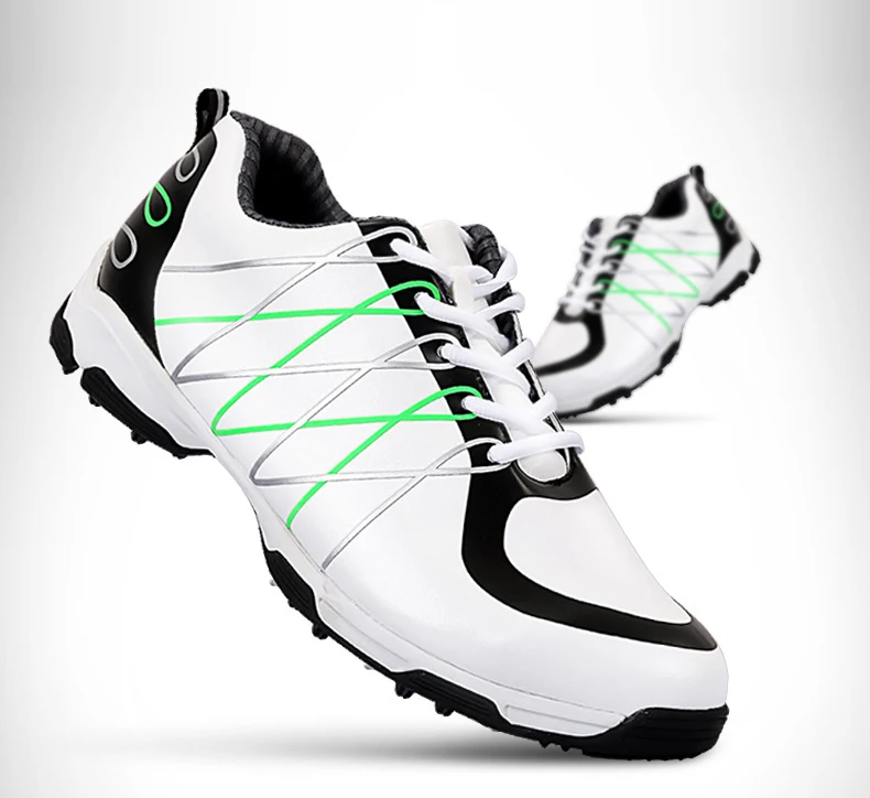 PGM Для мужчин анти-skid обуви Спайк 3D дышащая канавка лакированной Туфли для гольфа Для мужчин Сверхлегкий Водонепроницаемый Гольф Спортивная обувь с Обувь сумки