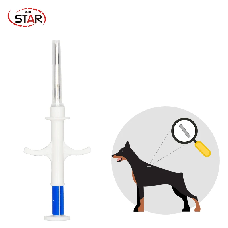 

60pcs 2.12*12mm 134.2KHz ICAR FDX-B implant Animal ID Microchip pet rfid microchip syringe for Dogs Cats Horses