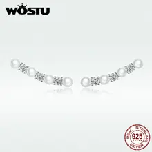 WOSTU,, S925 жемчужные серьги-гвоздики, ювелирное изделие, Настоящее 925 пробы, серебряные серьги, свадебный подарок для женщин, DAE118