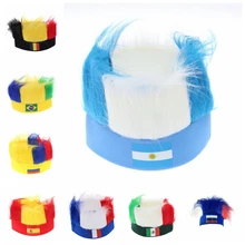Международный Футбол матч Футбол вентилятор Hat и флаг Цветной парики полиэстер Футбол оголовье флаг Головные уборы спортивные Кепки