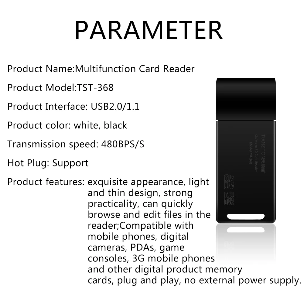 480 Мбит/с Портативный USB 2-в-1 Card Reader TF SD многофункциональный чтения карт скорость чтения карт