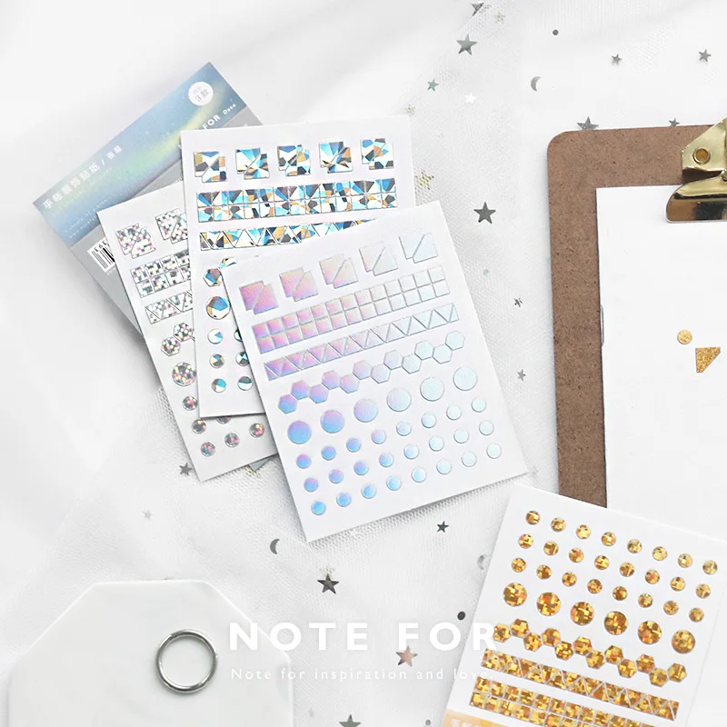 

3sheets/lot Laser Glitter Gilding Quicksand Journal Diary Label Calendar Small Cute Stickers Scrapbooking Stationery
