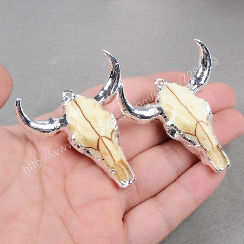 BOROSA 5 шт./лот Longhorn подвески из смолы для крупного рогатого скота с серебряным