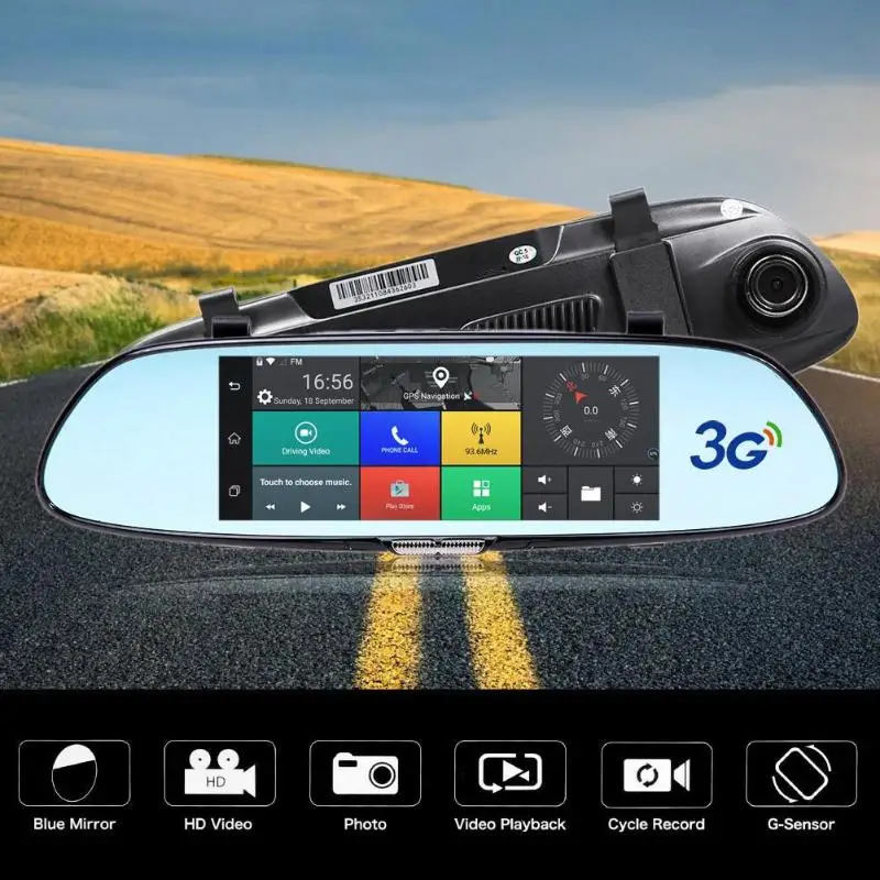 

Car DVR Camera Dual Lens 7 inch Dash Cam FHD 1080P with Rear View Camera Auto Registratory 3G GPS Video Recorder Camcorder Hot