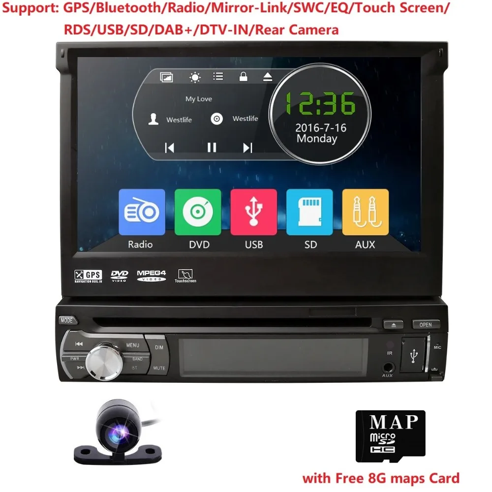 Excellent DAB 1 din radio car dvd player gps navigator tape recorder autoradio cassette player car radio steering wheel+car gps multimedia 3