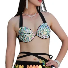Women Belly Dance Clothing Costume Top Rhinestone Bra B/C Cup Push Up Bellydance Tops for Gilrs