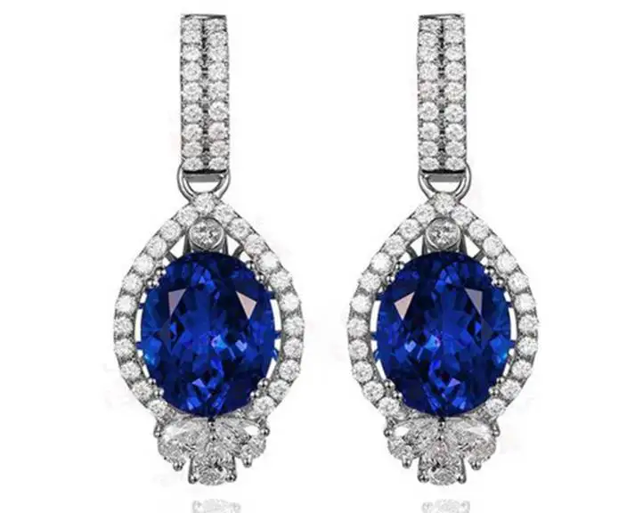 

2017 New Qi Xuan_Fashion Jewelry_AAA CZ Blue Stone Earrings_S925 Solid Sliver Fashion Blue Earrings_Manufacturer Directly Sales