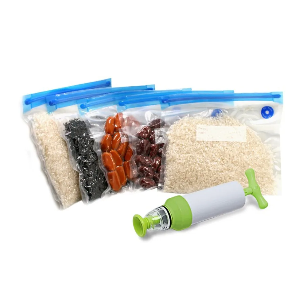 2 Groups Vacuum Food Storage Bags With Pump Sealing Clips Reusable Food