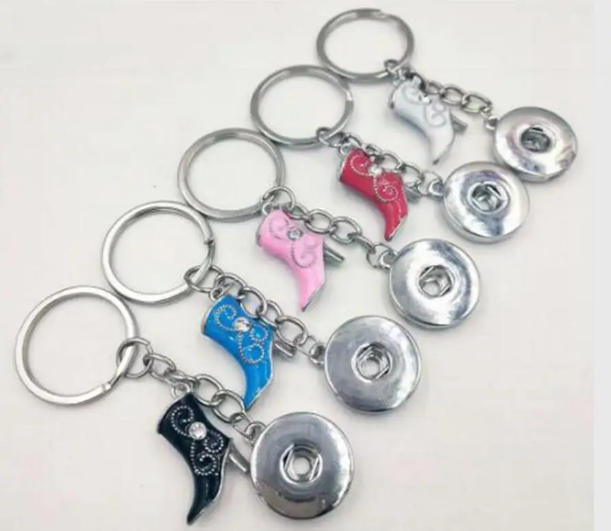 1PCS/Lot Wholesale 18mm button Snap Jewelry Cowboy boots Key Chain Handbag Charm Rings Gift New Fashion |
