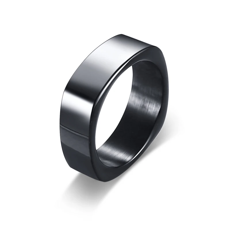 Vnox стильные 7 мм квадратной формы мужские кольца высокого качества из нержавеющей стали мужские панк ювелирные изделия черного, серебряного, золотого цвета - Цвет основного камня: Black