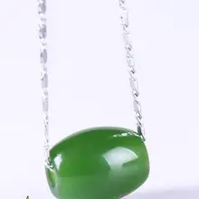 Подвескаиз натурального камня Подвеска из яшмы шпинат зеленый дорожный пропуск транспортный бисер с 925 серебряной цепочкой