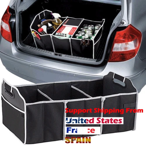 

Folding Collapsible Extra Large Car Auto Trunk Organizer with 3 Compartments Large Capacity Storage Bag Cargo Stuff Accessories