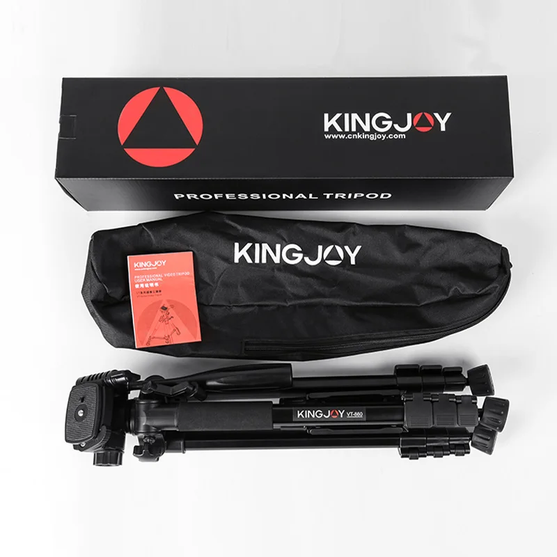 KINGJOY Officia VT-860, профессиональный портативный алюминиевый штатив для камеры, Аксессуары для видео, подставка с панорамной головкой для SLR DSLR