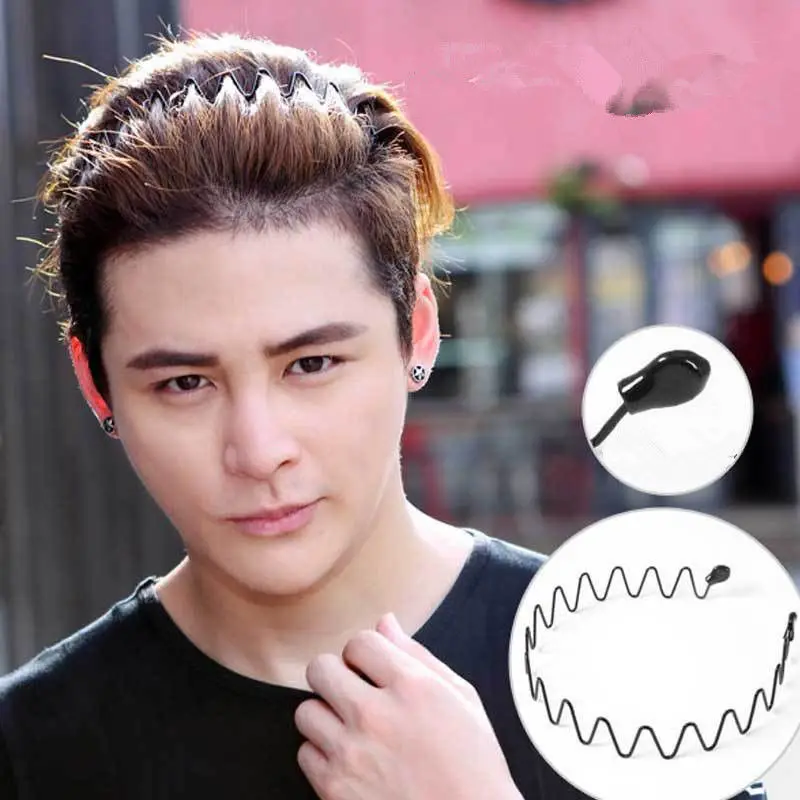 Unisex Sports Metal Hair Band Headband for Men and Women - Black Wave Hairband image 4