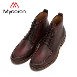 MYCORON 2018 мужская обувь модные мужские Ботильоны роскошные дизайнерские зимние мужские мотоциклетные ботинки мужская обувь Chaussures Homme