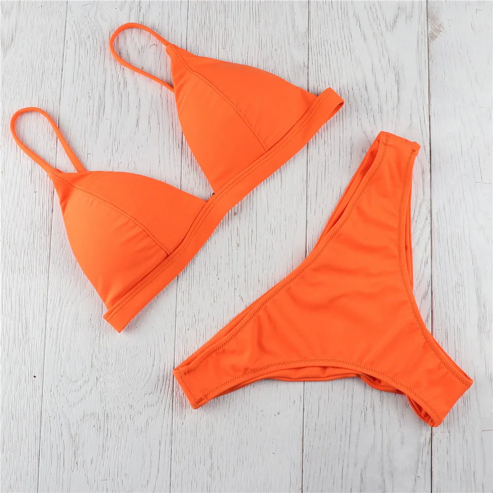 Sexy Padded Micro Bikini Set Candy Color Two Piece Brazilian Swimsuit