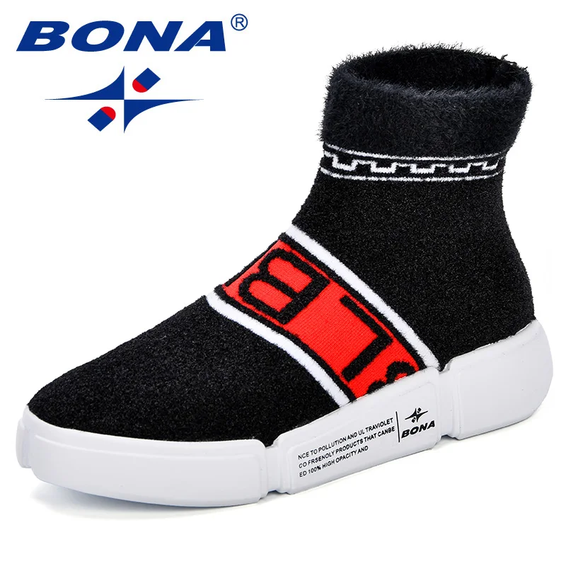 

BONA 2018 New Sock Boots Solid Platform Footwear Stretch Fabric Round Toe Casual Sneakers Women Ankle Boots Feminimo Comfortable