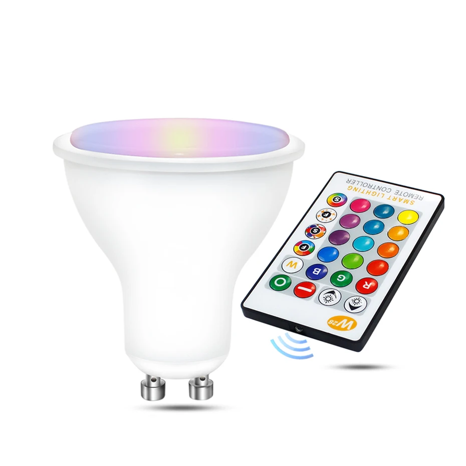 

8W RGB LED Bulb GU10 Dimmable LED Spot Light 16 Colors GU10 RGBW RGBWW RGB Lamp With 24key Remote Control For Holiday AC85-265V