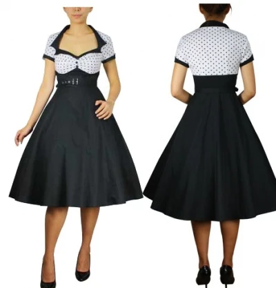 Free Shipping 50s Vintage font b Dress b font font b White b font Bodice Rockabilly