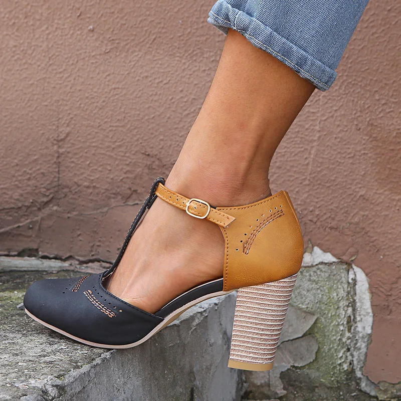 Oeak/Новинка года; женские кожаные сандалии на платформе и каблуке; Летняя обувь; босоножки на квадратном каблуке; Sandalias zapatos de mujer