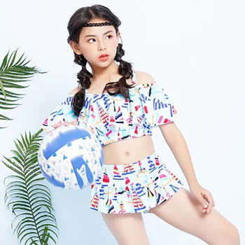

2018 New Summer Baby girl Skirt split two-piece swimsuit Cute print Children's swimwear