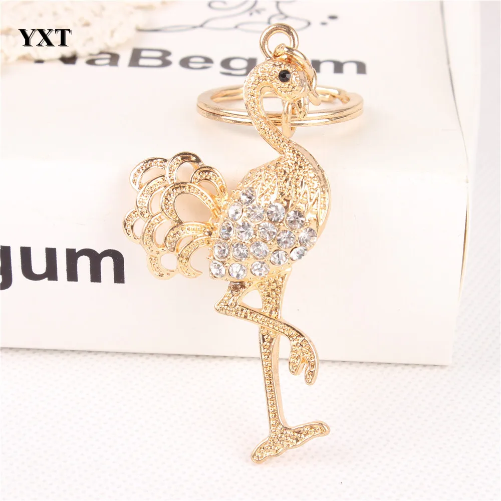 

New Arrival Ostrich Bird Fast Leg Lovely Crystal Charm Pendant Purse Car Key Keyring Keychain Birthday Creative Jewelry Gift