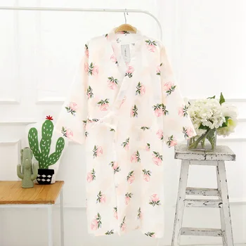

Floral Bath Robe Cotton Gauze Dressing Gowns for Women Cotton Bathrobe Japanese Kimono Robe Bridesmaid Robes